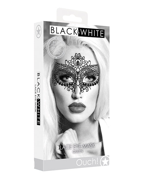 Shots Ouch Black & White Lace Eye Mask Product Image.