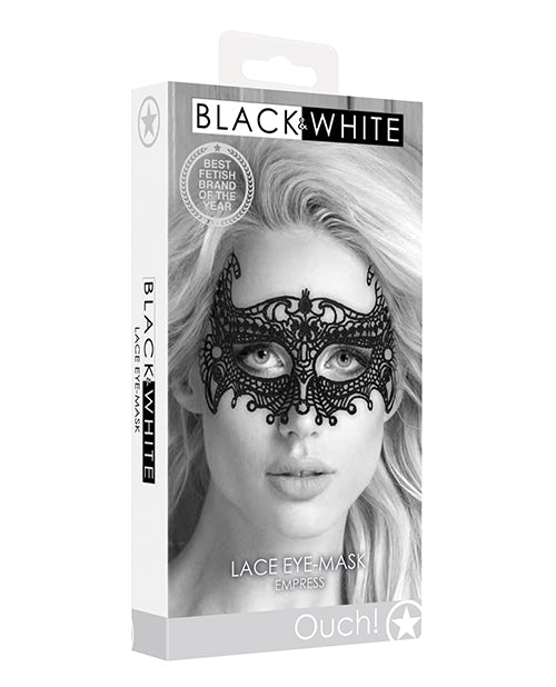 Shots Ouch Black & White Lace Eye Mask Product Image.