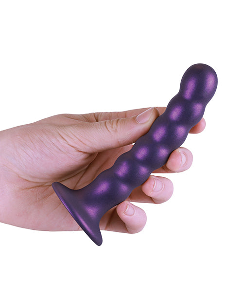 Shots Ouch 5" Beaded G-spot Dildo - Metallic Purple Product Image.