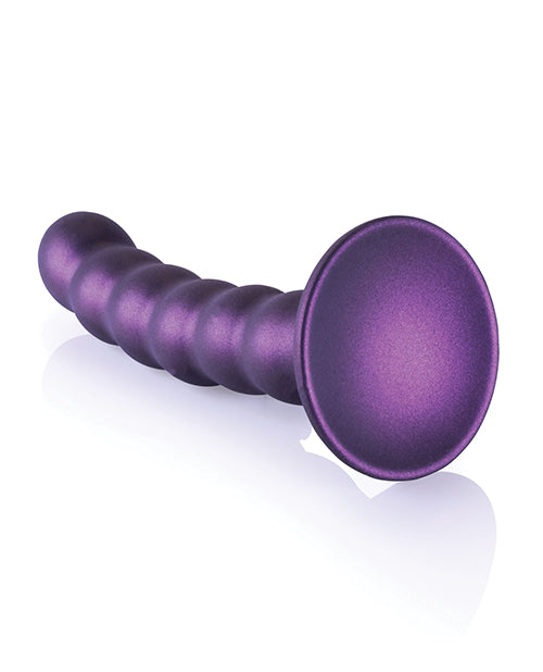 Shots Ouch 5" Beaded G-spot Dildo - Metallic Purple Product Image.