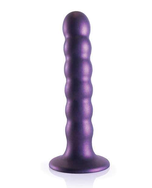 Shots Ouch 5" Beaded G-spot Dildo - Metallic Purple Product Image.