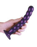 Experience the Bliss of Shots Ouch 8" Metallic Purple Beaded G-Spot Dildo