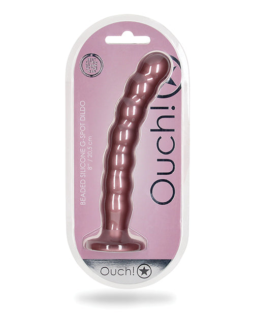 Experience the Bliss of Shots Ouch 8" Metallic Purple Beaded G-Spot Dildo Product Image.