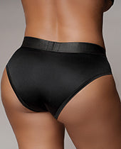 Shots Ouch XL/XXL Black Vibrating Strap-On Brief Product Image.