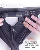 Shots Ouch XL/XXL Black Vibrating Strap-On Brief Product Image.