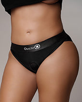 Shots Ouch Vibrating Strap On Hipster - Black XL/XXL Product Image.