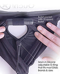 Shots Ouch Vibrating Strap-On Thong with Adjustable Garters - Black XL/XXL