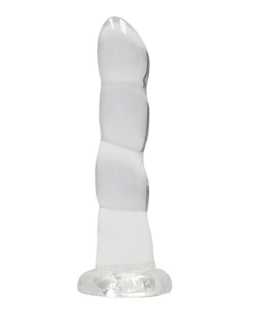 RealRock Crystal Clear 7" Rippled Dildo - Transparent Product Image.