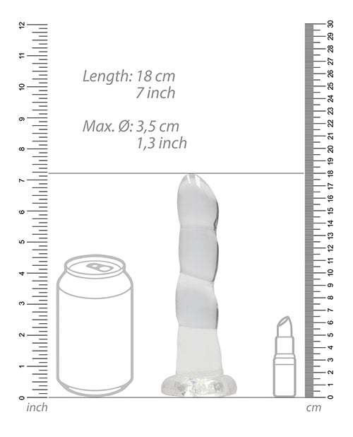 RealRock Crystal Clear 7" Rippled Dildo - Transparent Product Image.