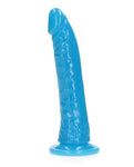 Consolador RealRock Slim Glow de 7" - Azul neón