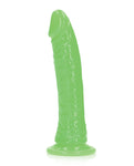 Enchanting Neon Green Glow-in-the-Dark Slim Dildo - RealRock 7"