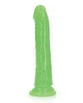 Enchanting Neon Green Glow-in-the-Dark Slim Dildo - RealRock 7"