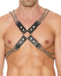 Shots Uomo Black Leather Chain Harness