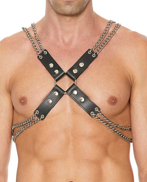 Shots Uomo Black Leather Chain Harness Product Image.