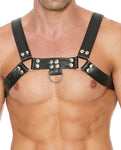 Shots Uomo Luxury Black Leather Chest Bulldog Harness - L/XL