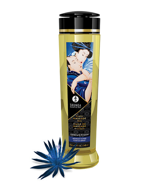 Shunga Midnight Flower Massage Oil - Luxurious 8 oz Blend Product Image.