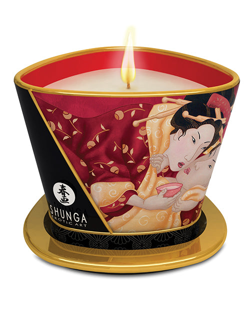 Shunga 浪漫按摩蠟燭 - 5.7 盎司草莓酒 Product Image.