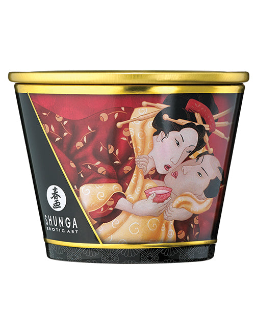 Shunga 浪漫按摩蠟燭 - 5.7 盎司草莓酒 Product Image.