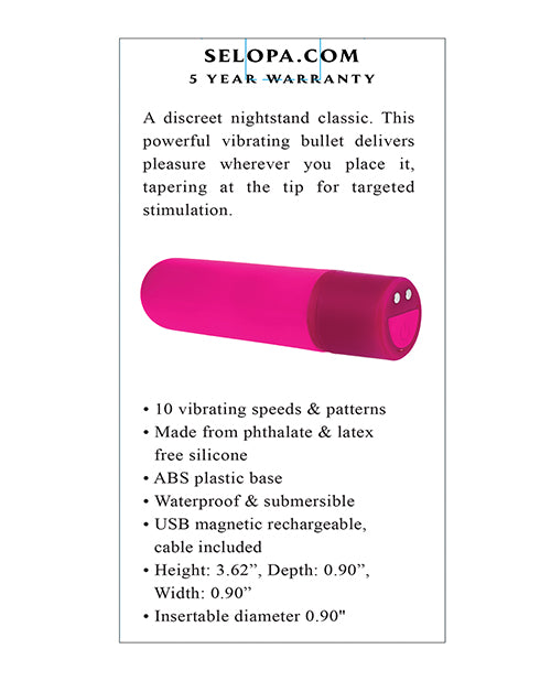 Selopa Tiny Temptation: Intense Pleasure Bullet in Pink Product Image.