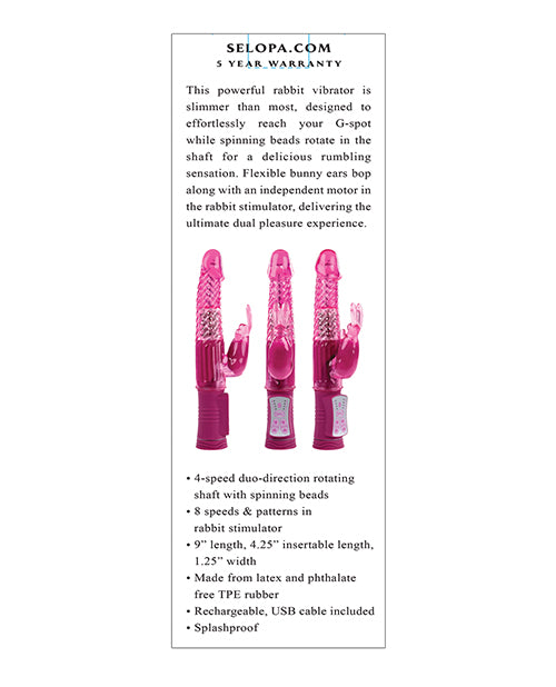 Selopa Pink Conejito Recargable - El Vibrador de Doble Placer Definitivo Product Image.