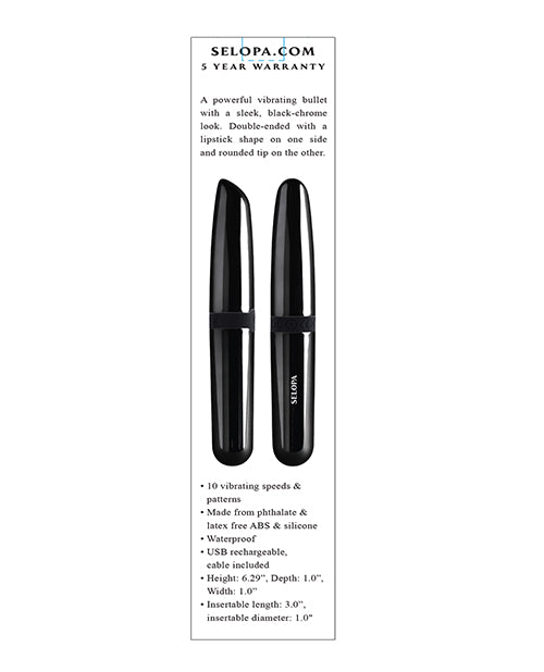 Selopa Buzz Buddy: 10-Speed Black Chrome Vibrating Bullet Product Image.