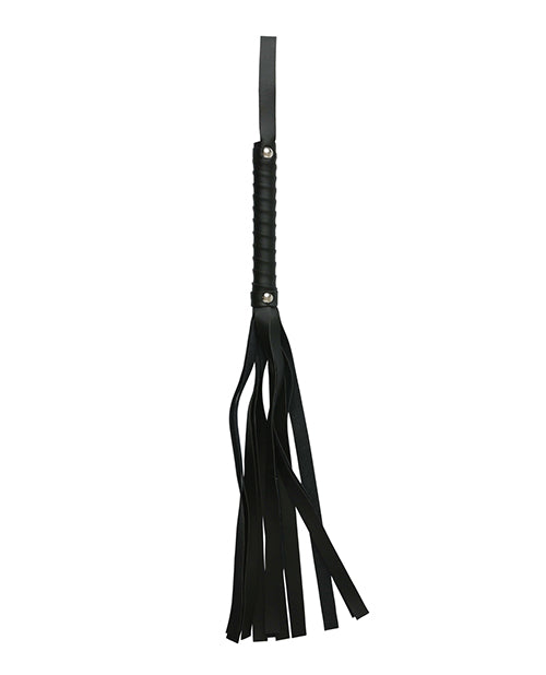 Flogger de cuero sintético negro elegante: placer sensorial esencial Product Image.
