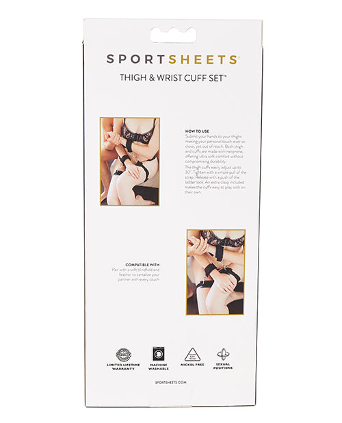 Sportsheets Comfort Neoprene Thigh & Wrist Cuff Set Product Image.