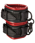 Saffron Red & Black Vegan Leather Cuffs - Ignite Passion and Desire