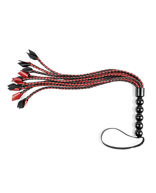 Flogger trenzado rojo azafrán/negro: juego de impacto intenso Product Image.