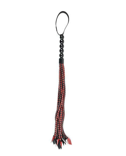 Flogger trenzado rojo azafrán/negro: juego de impacto intenso Product Image.