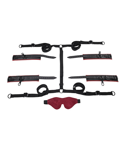 Saffron Luxe Under Bed Restraint System: A Deep Red Adventure Awaits Product Image.