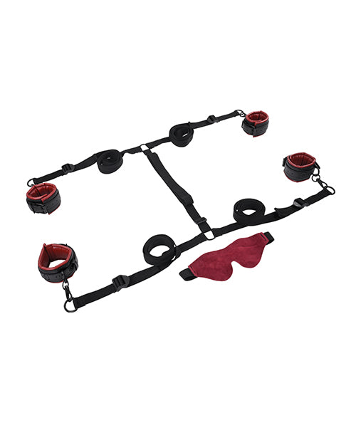 Saffron Luxe Under Bed Restraint System: A Deep Red Adventure Awaits Product Image.