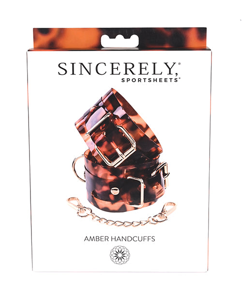 Amber Luxury Tortoiseshell Handcuffs Product Image.
