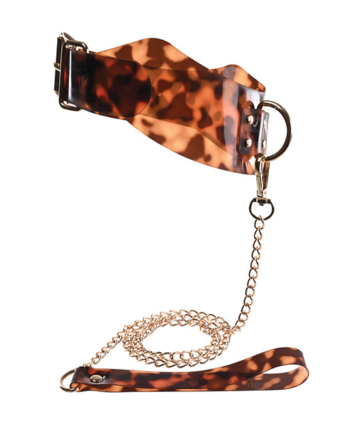 Sincerely Amber Luxury Tortoiseshell Collar & Leash Set Product Image.