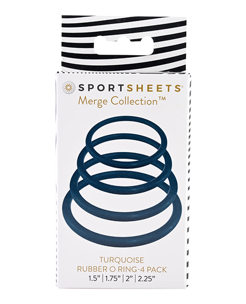 Paquete de 4 anillos tóricos turquesa de Sportsheets: mejore sus momentos íntimos Product Image.