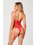 Valentine's Heart Embroidered Mesh Bustier & Panty Set