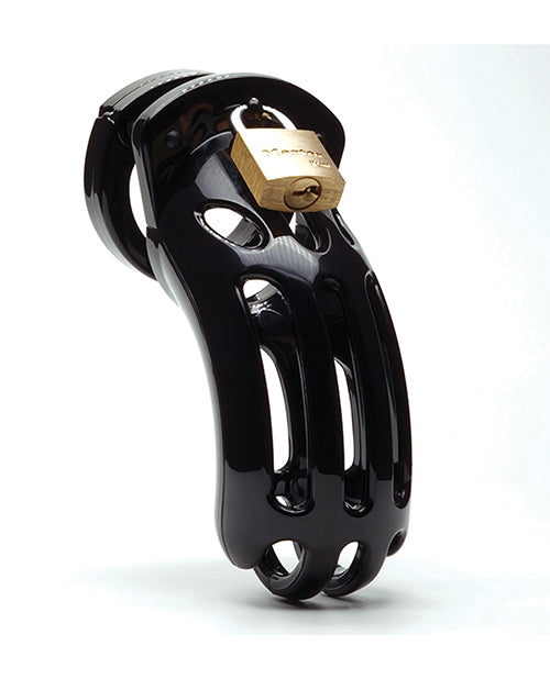 The Curve 3 3/4" Curved Cock Cage & Lock Set - Black Product Image.