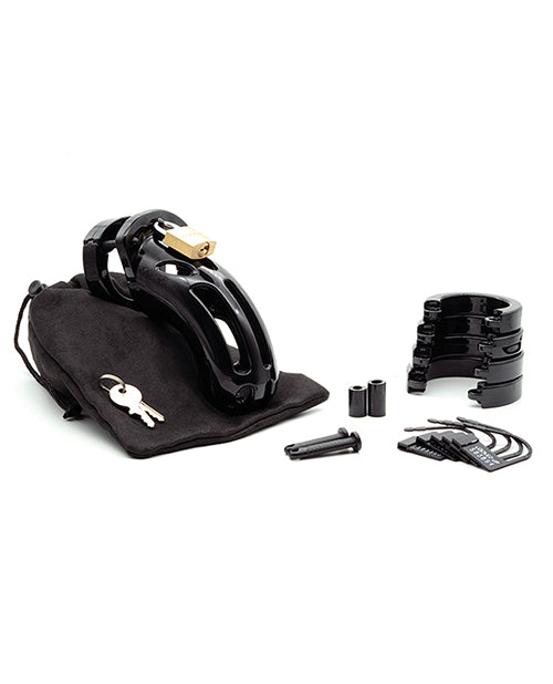 The Curve 3 3/4" Curved Cock Cage & Lock Set - Black Product Image.