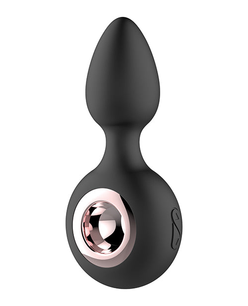 Vibrador anal con tapón de anillo de temblor fluido de género - Negro Product Image.