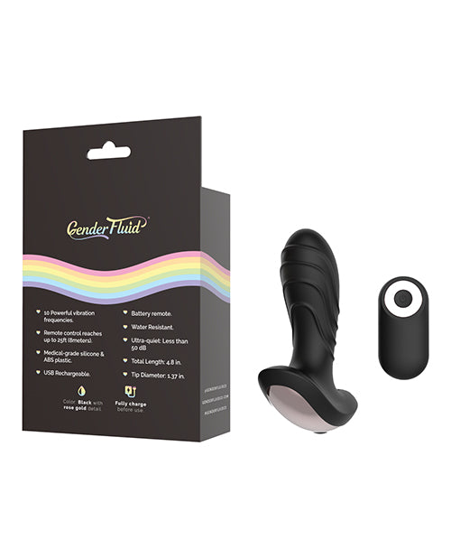 Ultimate Pleasure: Vibrador anal Gender Fluid Buzz con control remoto - Negro Product Image.