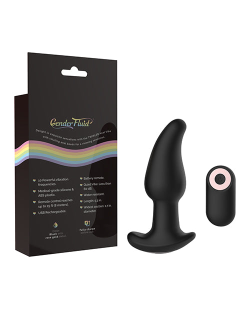 Gender Fluid Twirler Anal Vibe with Remote Product Image.