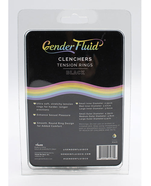 性別流體開口張力環套裝 - 黑色 Product Image.