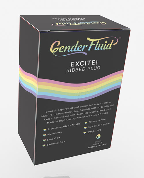 Gender Fluid Excite! Silver Ribbed Plug Product Image.