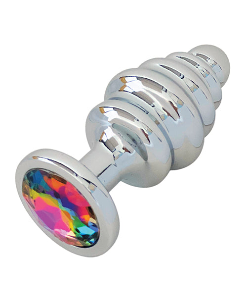 Gender Fluid Excite! Silver Ribbed Plug Product Image.