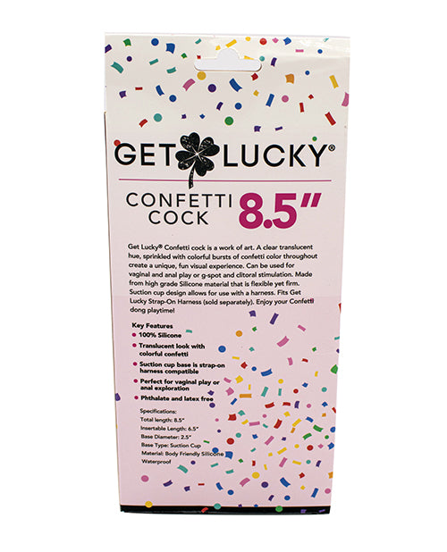 Get Lucky 8.5" Real Skin Confetti Cock - Multi Color Product Image.