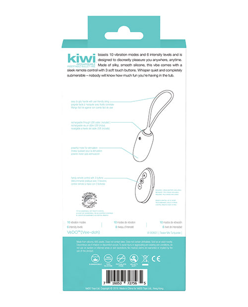 VeDO KIWI Rechargeable Bullet - Tease Me Turquoise Product Image.