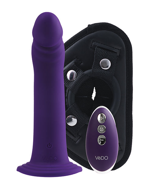 VeDO Diki 搭配安全帶振動假陽具 - 深紫色 Product Image.