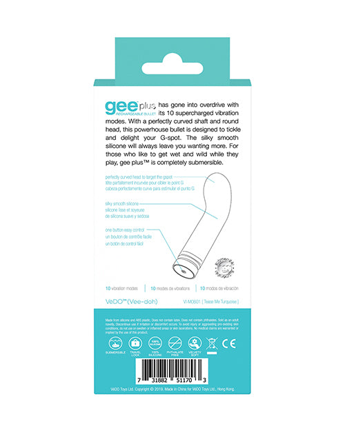 VeDO Gee Plus G-Spot Vibrator - Tease Me Turquoise Product Image.