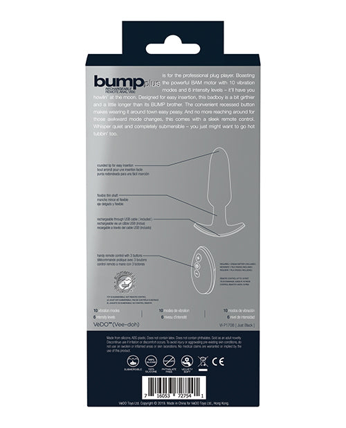 VeDO Bump Plus: Remote-Controlled Anal Vibe 🖤 Product Image.