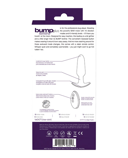 VeDO Bump Plus: Vibrador anal con control remoto 🟣 Product Image.